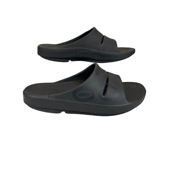 Oofos Slides Unisex Size 7M/9W Black Sandals Ooriginal Sport Recovery - Picture 3 of 8